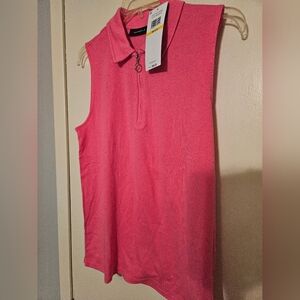 Rafaella Pink Sleeveless Polo Top